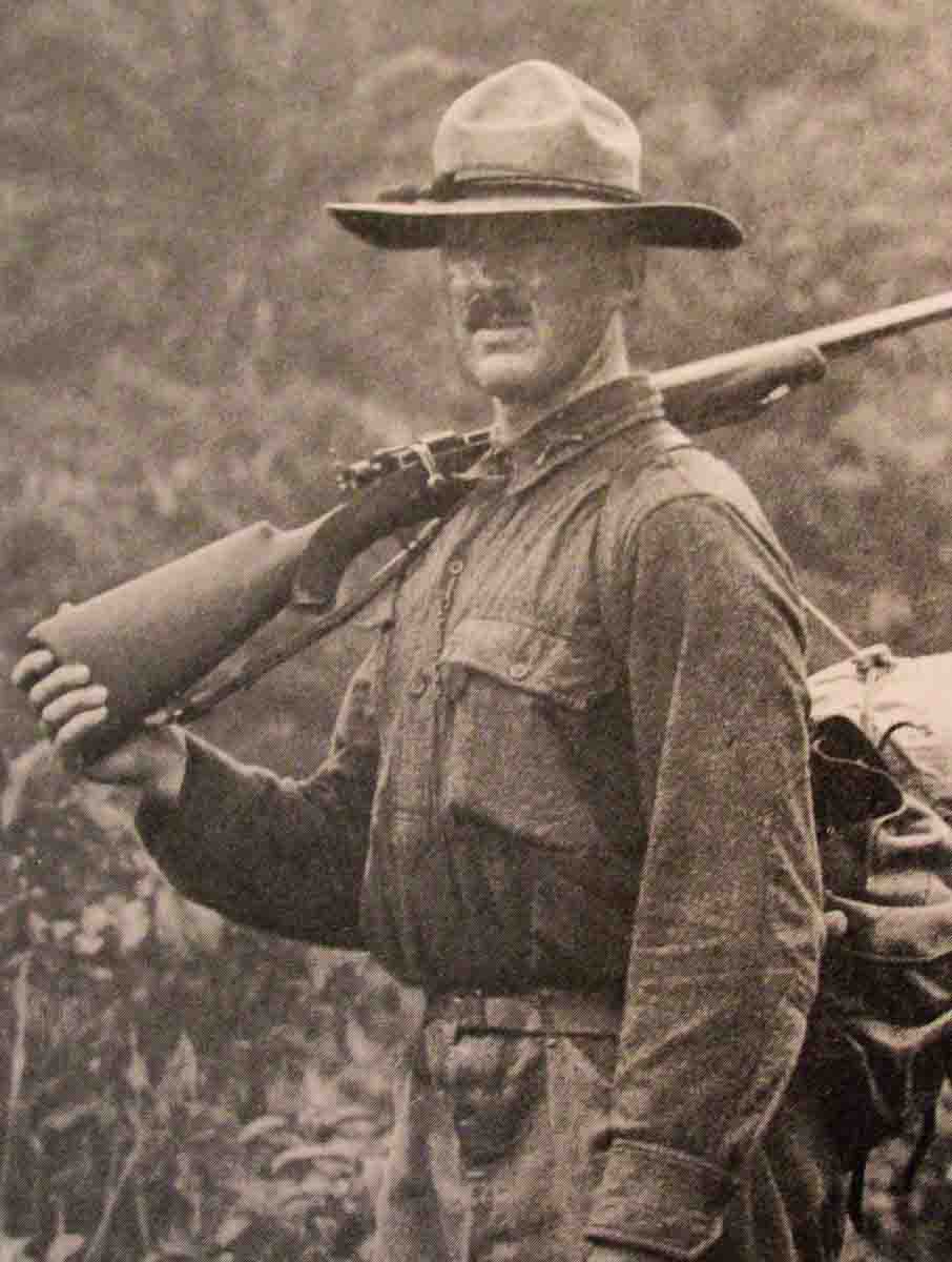 Whelen shouldering his Springfield sporter in Panama.